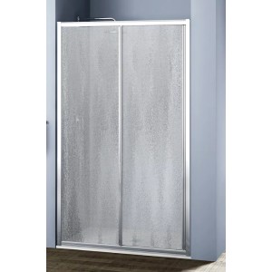 t.b.t. Porta doccia scorrevole con vetro satinato e telaio argentato.