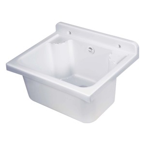 Lavatoio t.b.t. in ceramica bianca con ripiano e troppopieno.