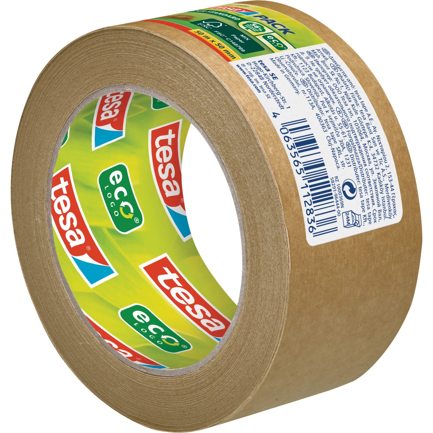 ADHES Nastro Da Imballaggio In Carta Kraft, 7,5 mil, 50mm x 50m x 12