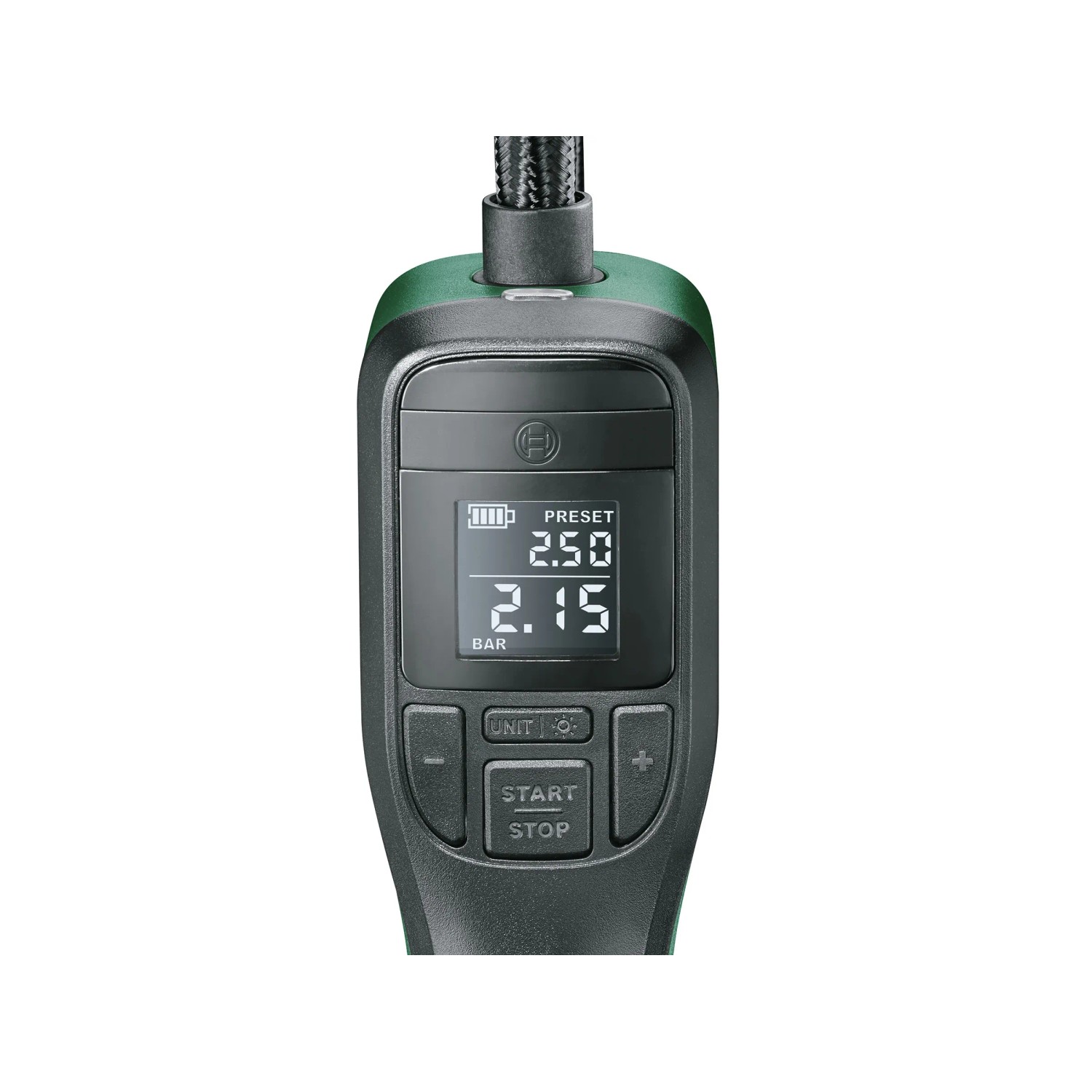 Pompa ad aria a batteria Bosch EasyPump con display digitale e comandi.