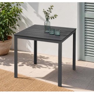Tavolo quadrato in acciaio e HDPE Sven 78x6x74 cm effetto legno