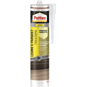 Sigillante acrilico Pattex per legno e parquet, colore mogano.