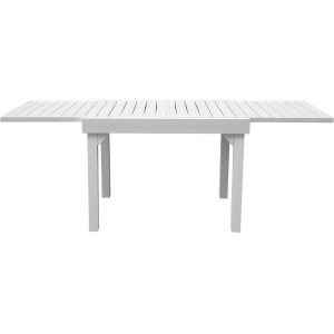 Tavolo da giardino bianco allungabile. Ideale per ore di relax all'aperto.