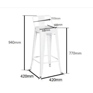Sgabello in ferro New Bristol bianco seduta in legno 42x42x77/94 cm