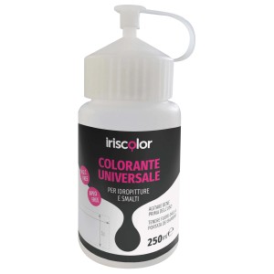 Concentrato di colore in flacone bianco con beccuccio dosatore, adatto per colorare le pitture.