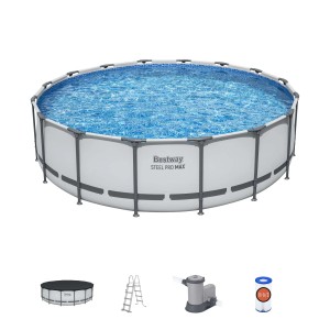 Bestway Steel Pro Max Frame Pool Set con scaletta, pompa filtro e telo di copertura