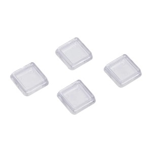 Quattro sottobicchieri trasparenti per mobili, 30x30 mm, per proteggere i tappeti dai segni dei mobili.