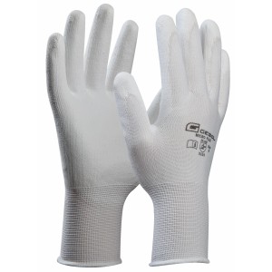 Guanti da lavoro bianchi per la lavorazione dei materiali e la pittura.