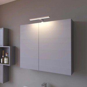 Mobile bagno sospeso grigio con illuminazione, categoria arredo bagno.
