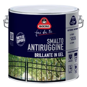 Barattolo blu scuro di smalto antiruggine Boero. Adatto per metallo e legno, interni ed esterni.