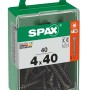 Viti universali SPAX 4x40 mm in contenitore di plastica verde.