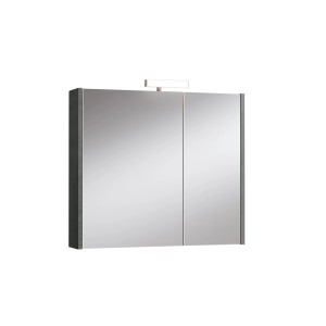 Specchiera t.b.t. con illuminazione, cornice grigia.