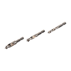 Set di punte da legno LUX, 3 pezzi: 6, 8 e 10 mm, con codolo esagonale per avvitatori a batteria.