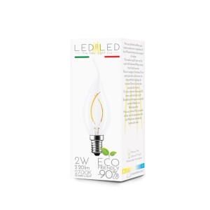 t.b.t. Lampadina LED E14, 2W, luce calda, nella confezione. A risparmio energetico ed ecologica.