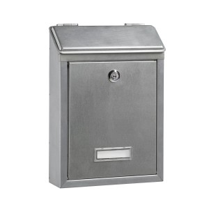 Cassetta postale t.b.t. in metallo argentato con serratura e targhetta.