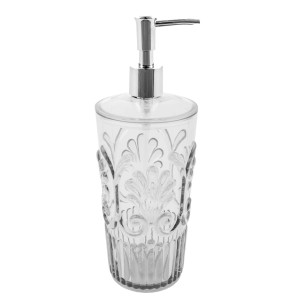 Elegante dispenser sapone t.b.t. trasparente con motivo floreale.