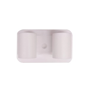 Ganci adesivi t.b.t., supporto bianco per due oggetti da montare a parete.