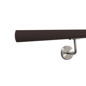 Corrimano marrone con staffa in acciaio inox per scale e ringhiere.