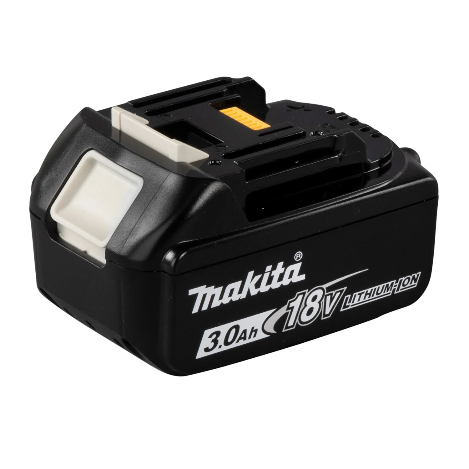 Batteria Makita 18V, 3 Ah, per trapano avvitatore a percussione.