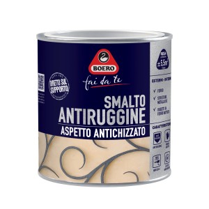 Barattolo di smalto antiruggine con finitura anticata. Ideale per metallo e ferro.