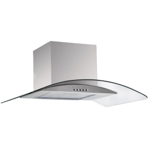 Cappa aspirante in acciaio inox con vetro per la cucina.