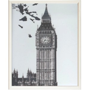 Cornice t.b.t. con motivo Big Ben, bordo bianco.