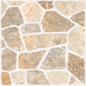 Pavimento per esterni t.b.t., effetto pietra naturale beige-marrone.