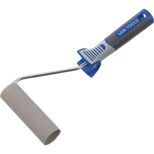 Rullo in schiuma LUX, 11 cm di larghezza, con schiuma grigia e manico blu-grigio.
