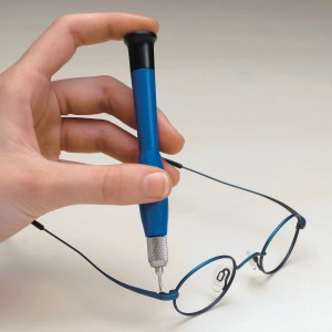 Set lame intercambiabili LUX: cacciavite con manico blu ripara gli occhiali.
