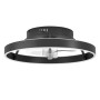 Plafoniera LED moderna t.b.t. con ventilatore a soffitto, forma ad anello nero.
