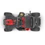 Vista dall'alto del trattorino tagliaerba rosso Troy-Bilt Mini-Rider 60T-S con scarico laterale.