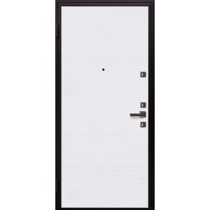 Porta blindata t.b.t. bianca con telaio e ferramenta scuri.