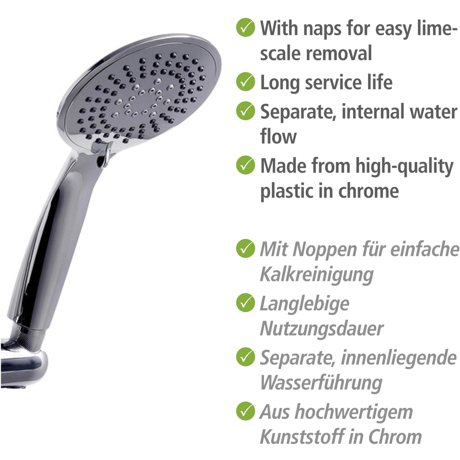 Wenko Set doccia Young Chrome: doccetta con 5 funzioni, look cromato.