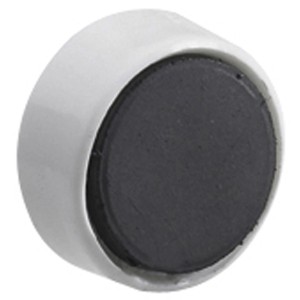 Magnete da bacheca in plastica bianca, diametro 25mm, per appunti e altro.