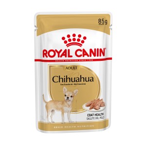 Royal Canin Chihuahua Adult cibo umido per cani, busta da 85g per pelle e pelo sani.