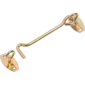 Gancio antivento zincato con piastra, 5,8 mm x 120 mm, per fissare porte e persiane.