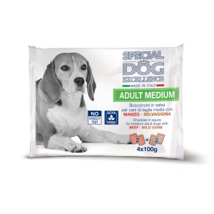 Special Dog Excellence Adult Medium cibo umido per cani con manzo e selvaggina, 4x100g.