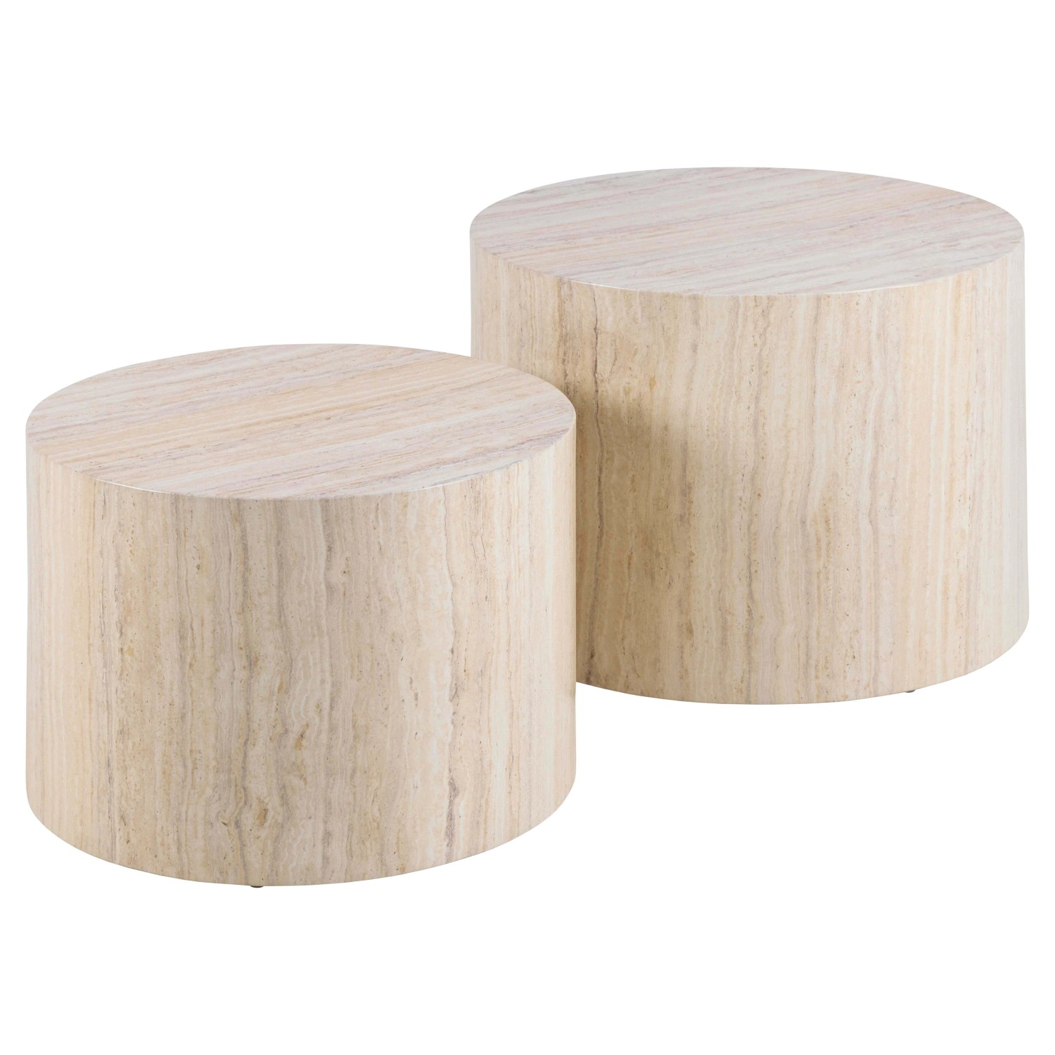 Set 2 tavolini da salotto legno Motrik effetto travertino beige tondo h40 cm_2