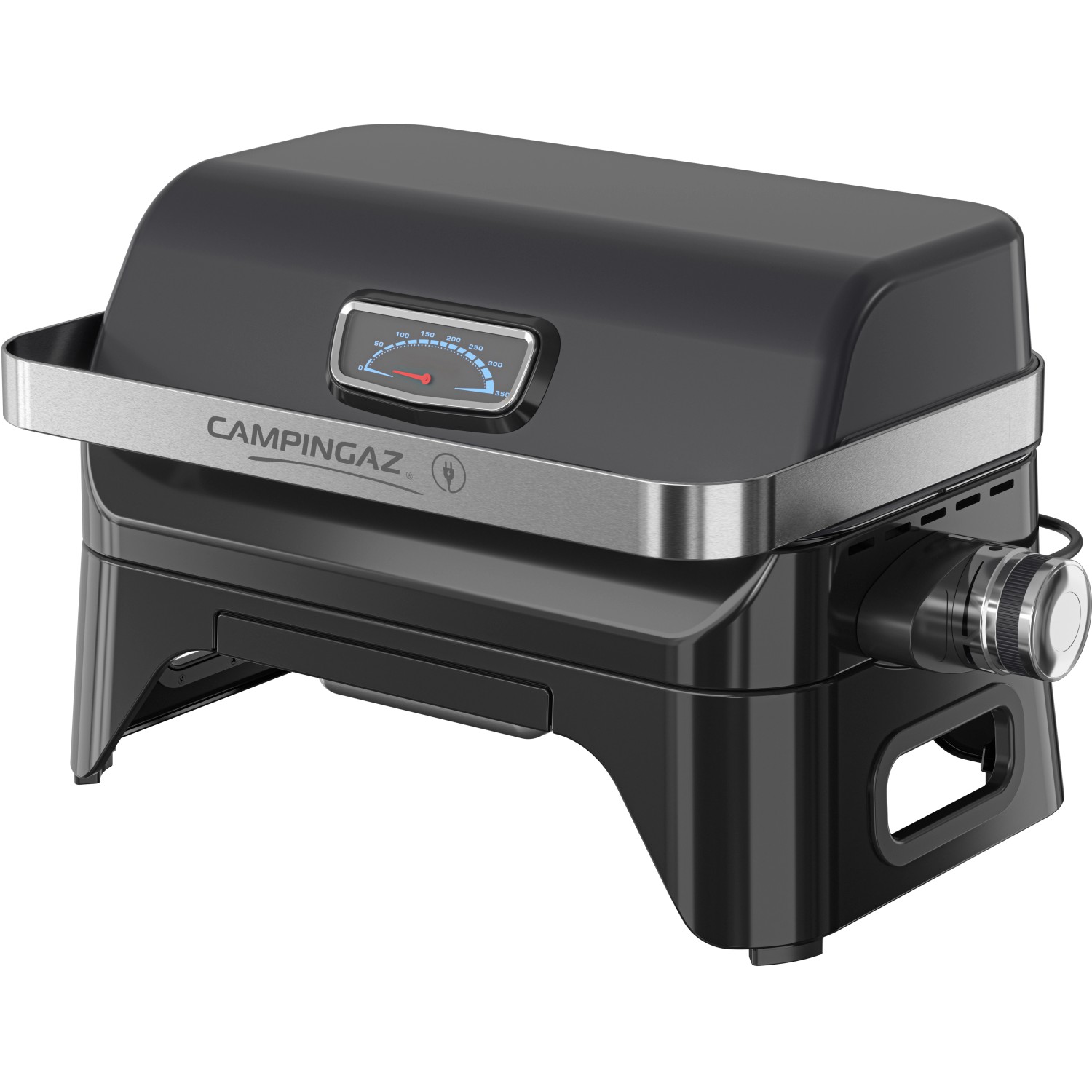 Campingaz Barbecue elettrico Attitude 2 Go Electric, grill da tavolo compatto con termometro nel coperchio.