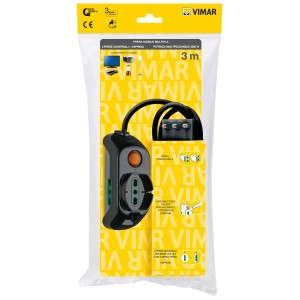 Multipresa Vimar nera con interruttore e cavo da 3m nella confezione.