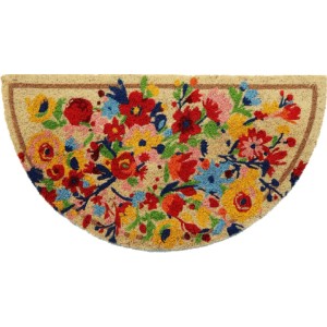 Mezzaluna zerbino con motivo floreale colorato per cucina e ingresso.