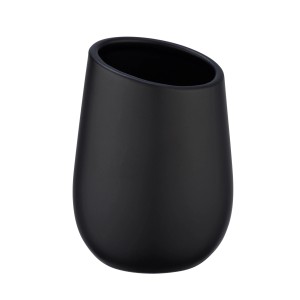 Portaspazzolino nero Wenko Badi in ceramica, 8x11 cm, per bagno.