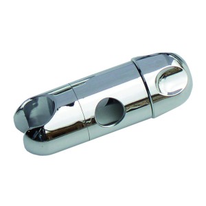 Supporto doccia regolabile cromato per accessori doccia.