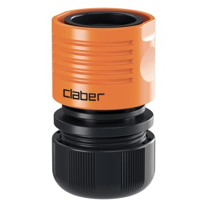 Raccordo Claber per sistemi di irrigazione, arancio/nero.