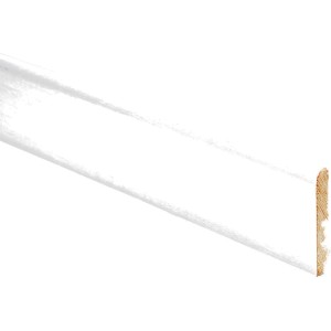 Battiscopa t.b.t. bianco in legno, vista dettaglio.