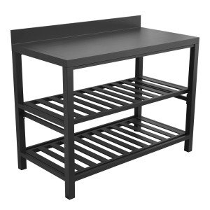 Tavolo da cucina nero t.b.t. con due ripiani per Basi cucina.