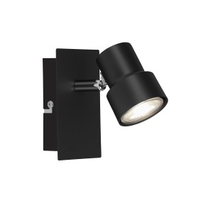Faretto nero t.b.t., moderno faretto LED per montaggio a parete.