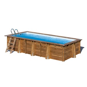 Piscina fuori terra in legno rettangolare Gre Papaya 520x320 H133 cm