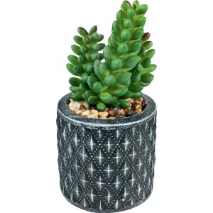 Succulenta artificiale in vaso decorato per decorazioni da giardino.