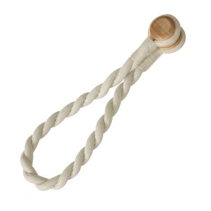 t.b.t. embrasse in corda intrecciata con sfera di legno per tende in tessuto.